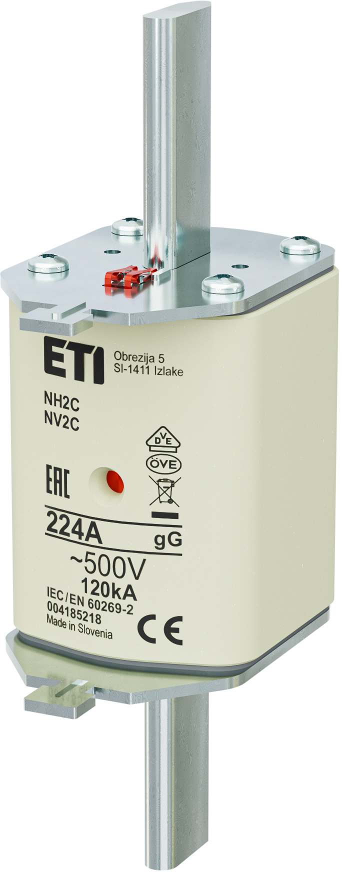 WKŁADKA TOPIKOWA NH - ZWŁOCZNA / KOMBI NH2C GG 224A/500V - 004185218 - ETI