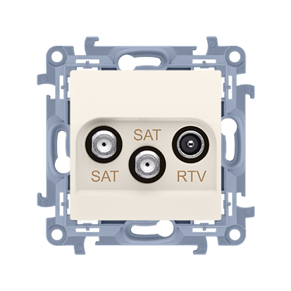 GNIAZDO ANTENOWE SATELITARNE PODWÓJNE SAT-SAT-RTV 1X WEJŚCIE 5 MHZ-2,4 GHZ KREMOWY SIMON 10 - CASK2.01/41 - KONTAKT SIMON