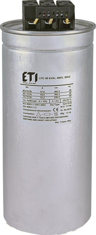 KONDENSATOR LPC 40 KVAR, 400V, 50HZ - 004656756 - ETI