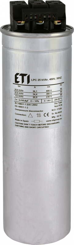 KONDENSATOR LPC 25 KVAR, 400V, 50HZ - 004656754 - ETI