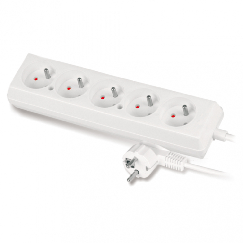 PRZEDŁUŻACZ 1,5MB 5-KROTNY 5X2P+Z OMY 2X1,0 BIAŁY 10A 2500A - PS-570/1,5 BIALY - PLASTROL