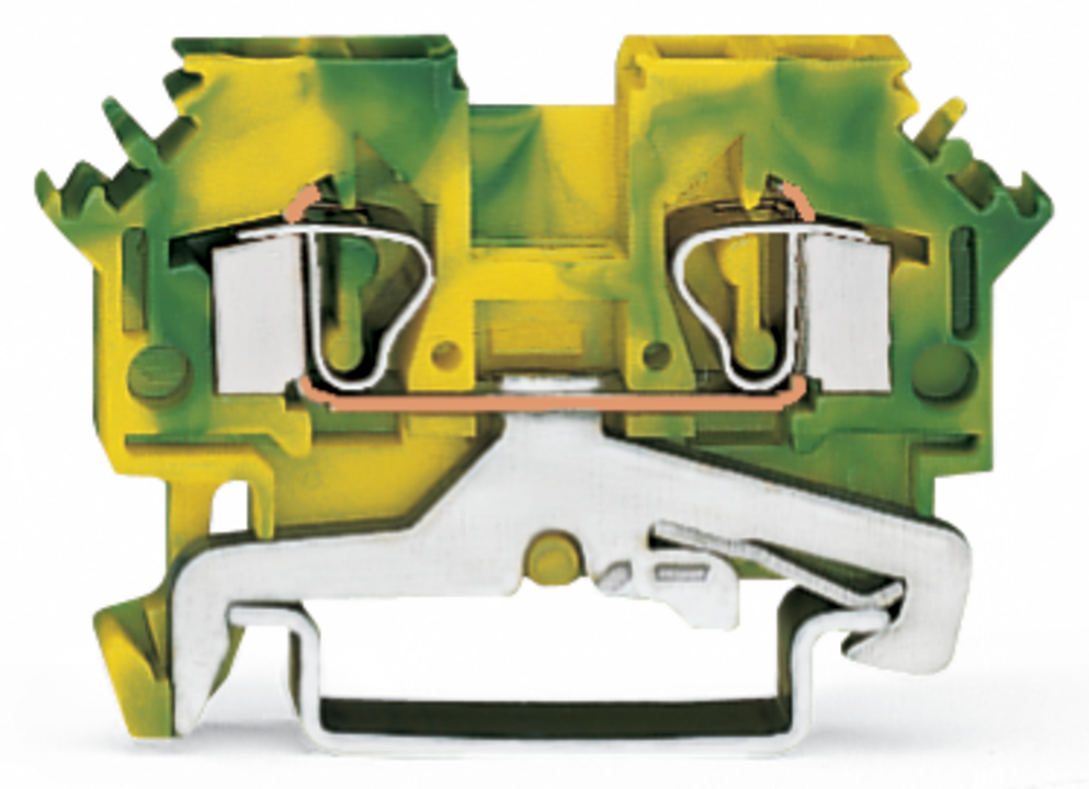 ZŁĄCZKA PE 2-PRZEWODOWA 4 MM2 ŻÓŁTO-ZIELONA. - 281-607 - WAGO