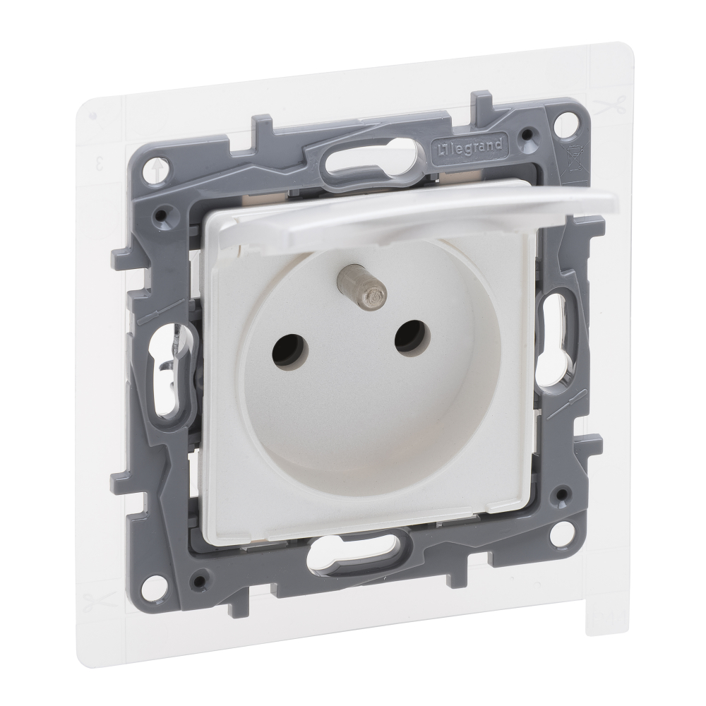 GNIAZDO POJEDYNCZE Z UZIEMIENIEM 2P+Z Z PRZESŁONAMI ZACISKI ŚRUBOWE 16A 250V IP44 PERŁOWY NILOE SELECTION - 762437 - LEGRAND