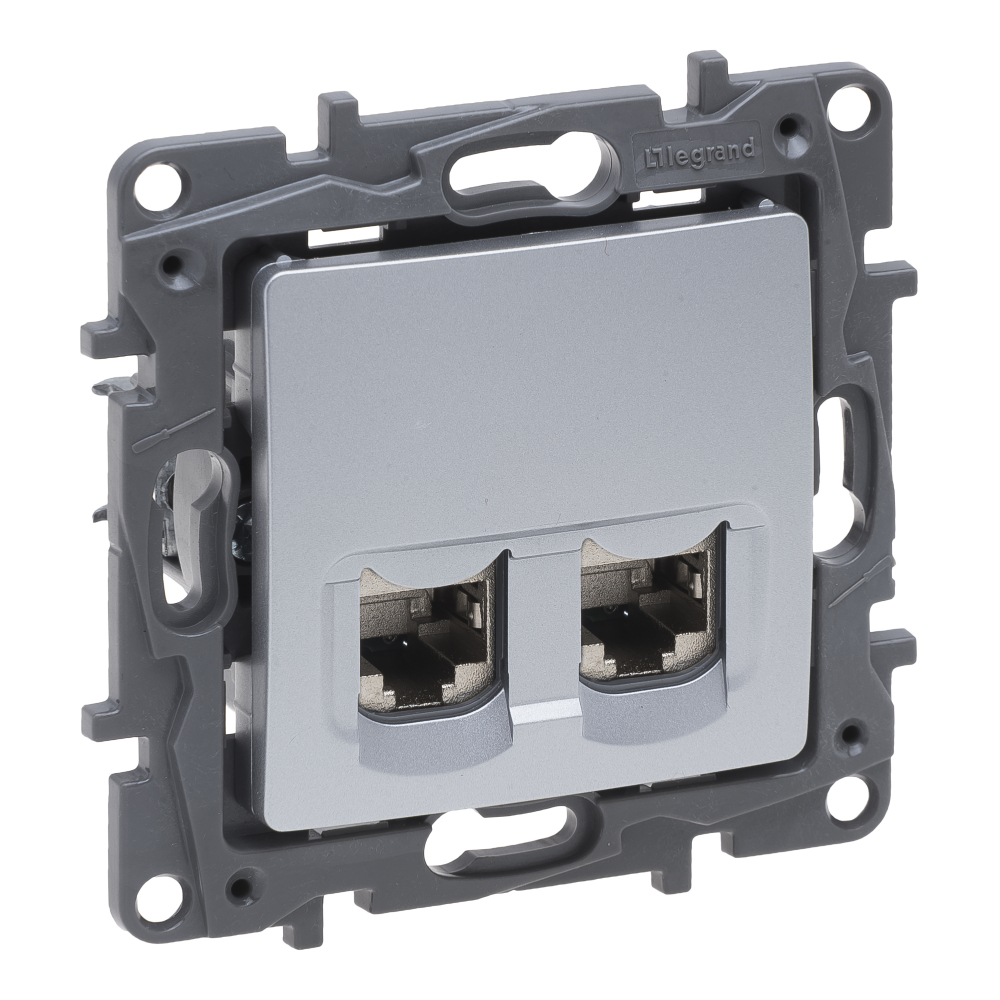 NILOE SELECTION - GNIAZDO 2 X RJ 45 KAT. 6 STP ALUMINIUM - 762176 - LEGRAND