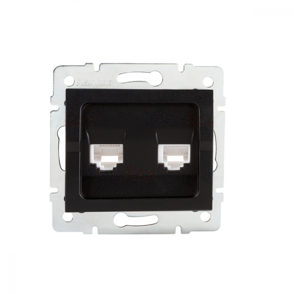 Gniazdo komputerowe podwójne niezależne (2x RJ45Cat 5e Jack) LOGI 02-1410-042 cm - 33593 - KANLUX