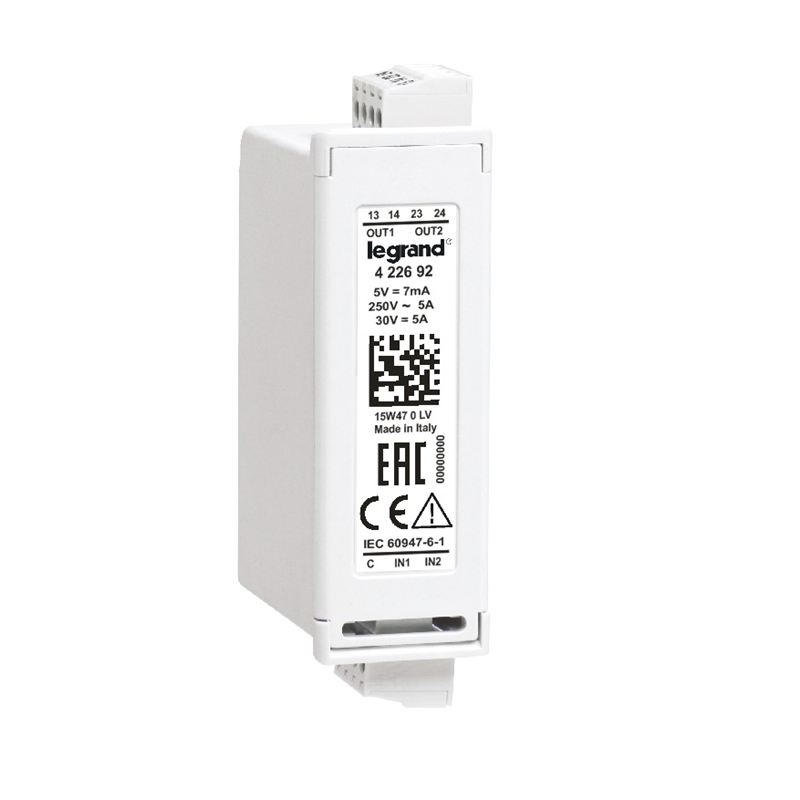 MODUŁ 2 WEJŚĆ CYFROWYCH I 2 WYJŚĆ PRZEKAŹNIK. 5A 250V AC - 422692 - LEGRAND
