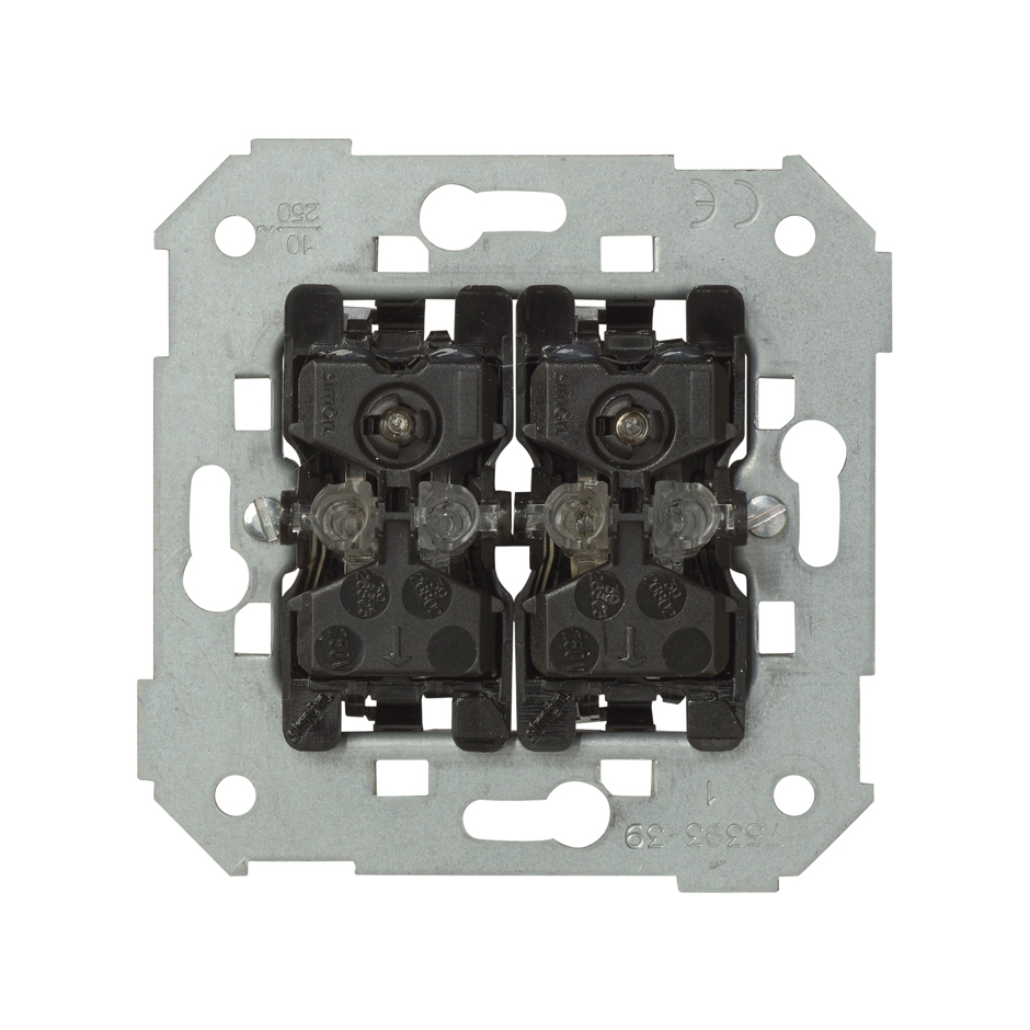 Łącznik podwójny schodowy / swiecznikowy z podświetleniem (mechanizm), 10AX, 250V~, szybkozłącza - 75394-39 - KONTAKT SIMON