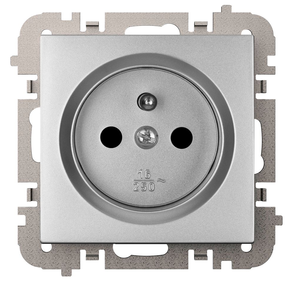 VESTRA Gniazdo podtynkowe 2P+Z , bez ramki, kolor srebrny. - 3833-16 - ELEKTRO-PLAST NASIELSK