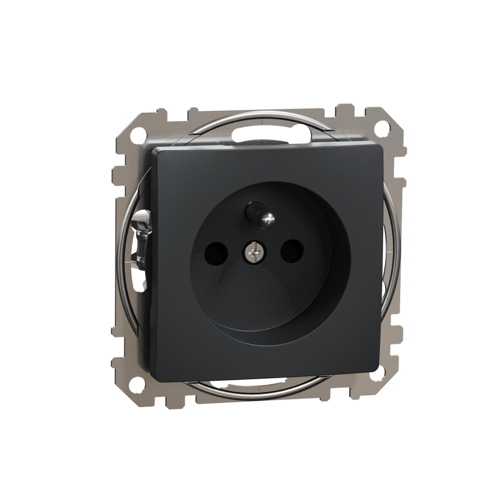 GNIAZDO POJEDYNCZE Z UZIEMIENIEM 2P+Z z PRZESŁONAMI ZACISKI AUTOMATYCZNE CZARNY ANTRACYT SEDNA DESIGN - SDD114012 - SCHNEIDER ELECTRIC