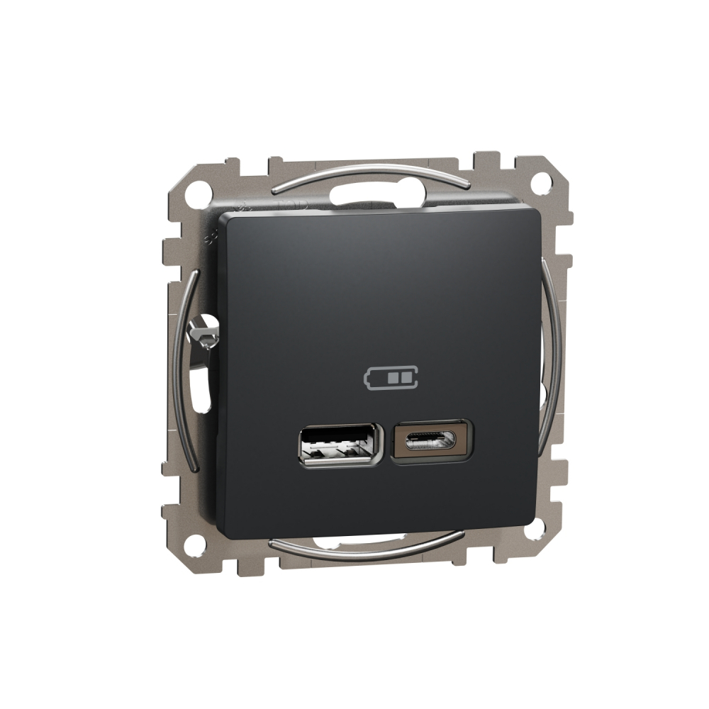 ŁADOWARKA USB TYP A + TYP C 2.4A/2,1A ZACISKI ŚRUBOWE CZARNY ANTRACYT SEDNA DESIGN - SDD114402 - SCHNEIDER ELECTRIC