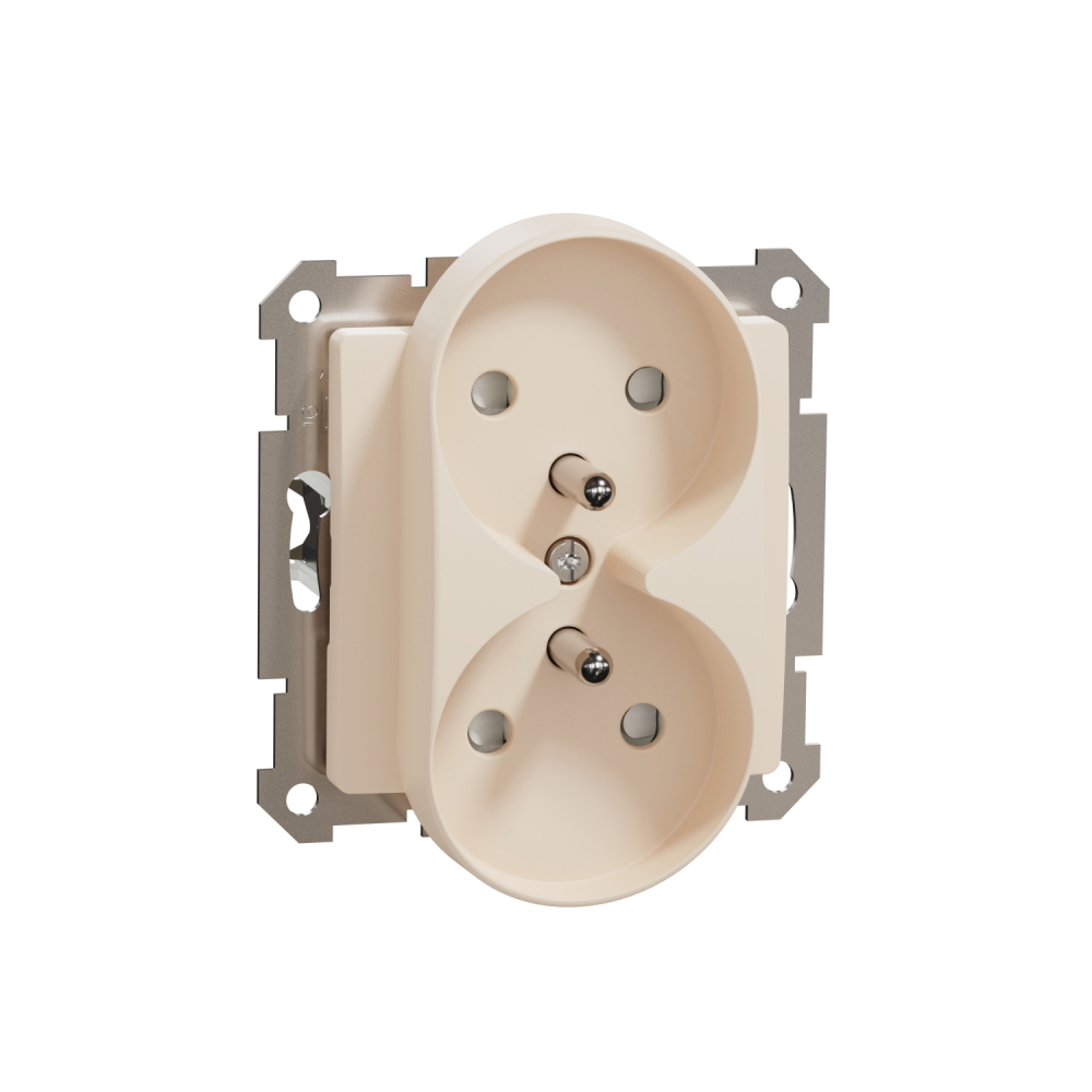Sedna Design, Gniazdo 2x2P+PE z przesłonami do systemu ramkowego, beżowy - SDD112275 - SCHNEIDER ELECTRIC