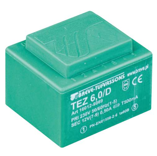 TEZ 6,0/D 230/ 6- 6V Transformator jednofazowy obw. druk. zalewany - 16006-8988 - BREVE