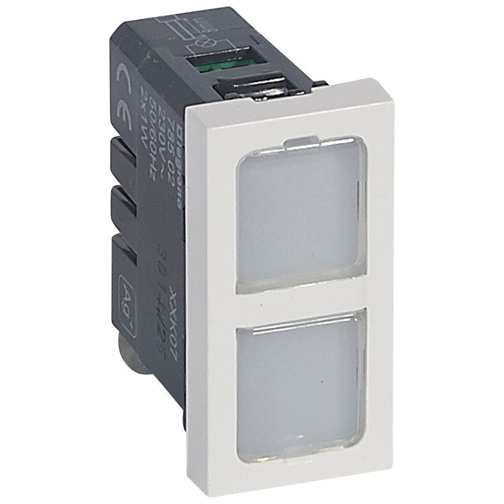LAMPA SYGNALIZACYJNA PODWÓJNA PŁASKA - 1 MODUŁ ANTYBAKTERYJNA 1W 230V~ MOSAIC - 078502 - LEGRAND
