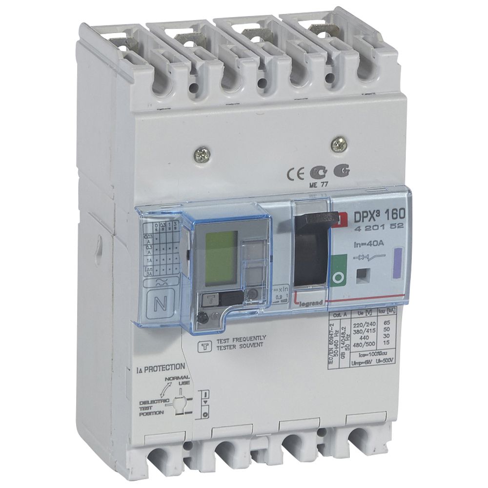 WYŁĄCZNIK 40A 4-POLOWY 50KA Z ZABEZPIECZENIEM RÓŻNICOWYM DPX3 160 - 420152 - LEGRAND