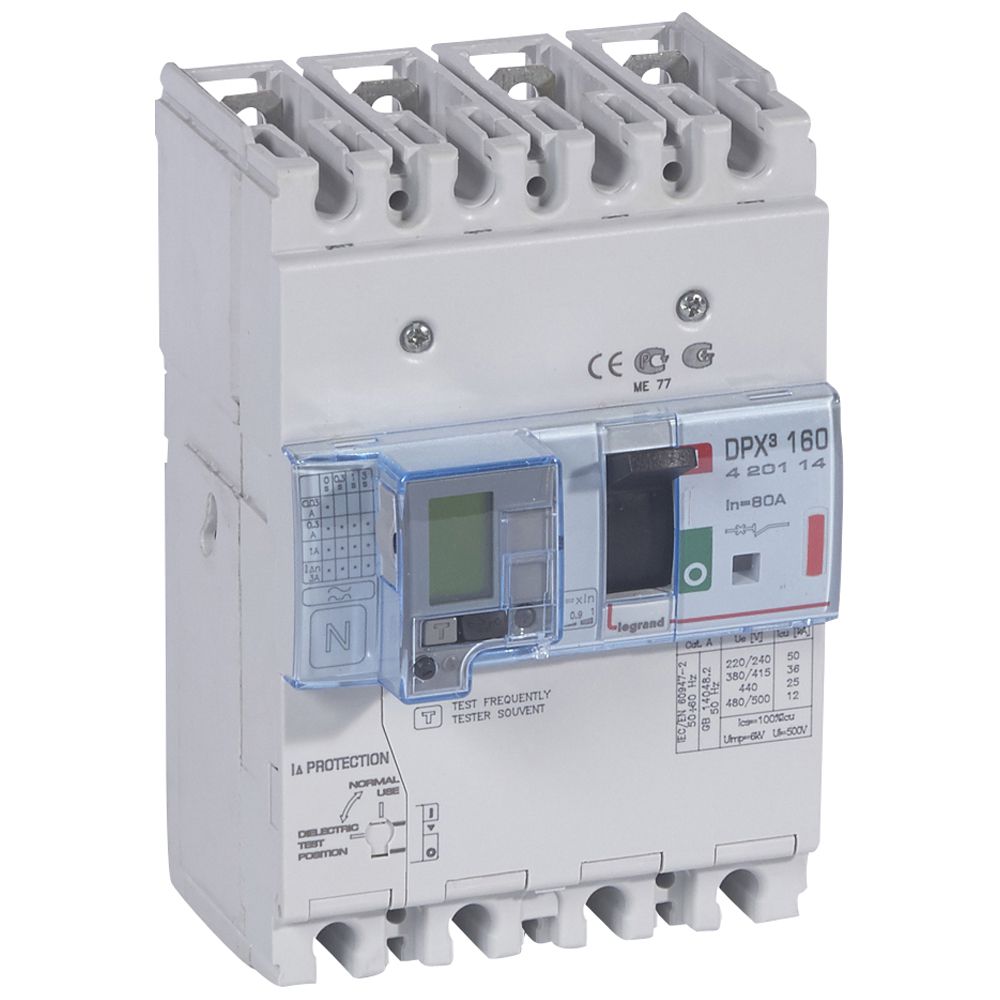 WYŁĄCZNIK 80A 4-POLOWY 36KA Z ZABEZPIECZENIEM RÓŻNICOWYM DPX3 160 - 420114 - LEGRAND