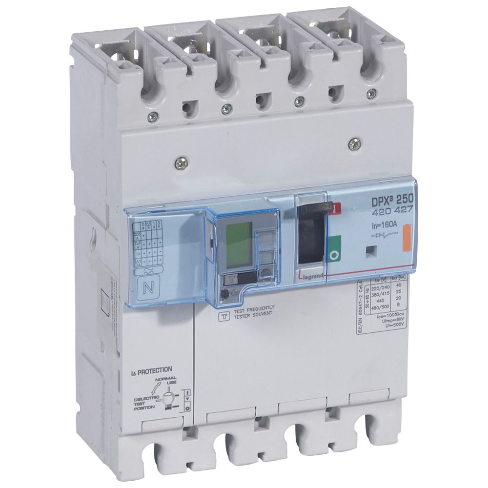 WYŁĄCZNIK MOCY 160A 4-POLOWY 25KA Z ZABEZPIECZENIEM RÓŻNICOWYM DPX3 250 EL+P - 420427 - LEGRAND