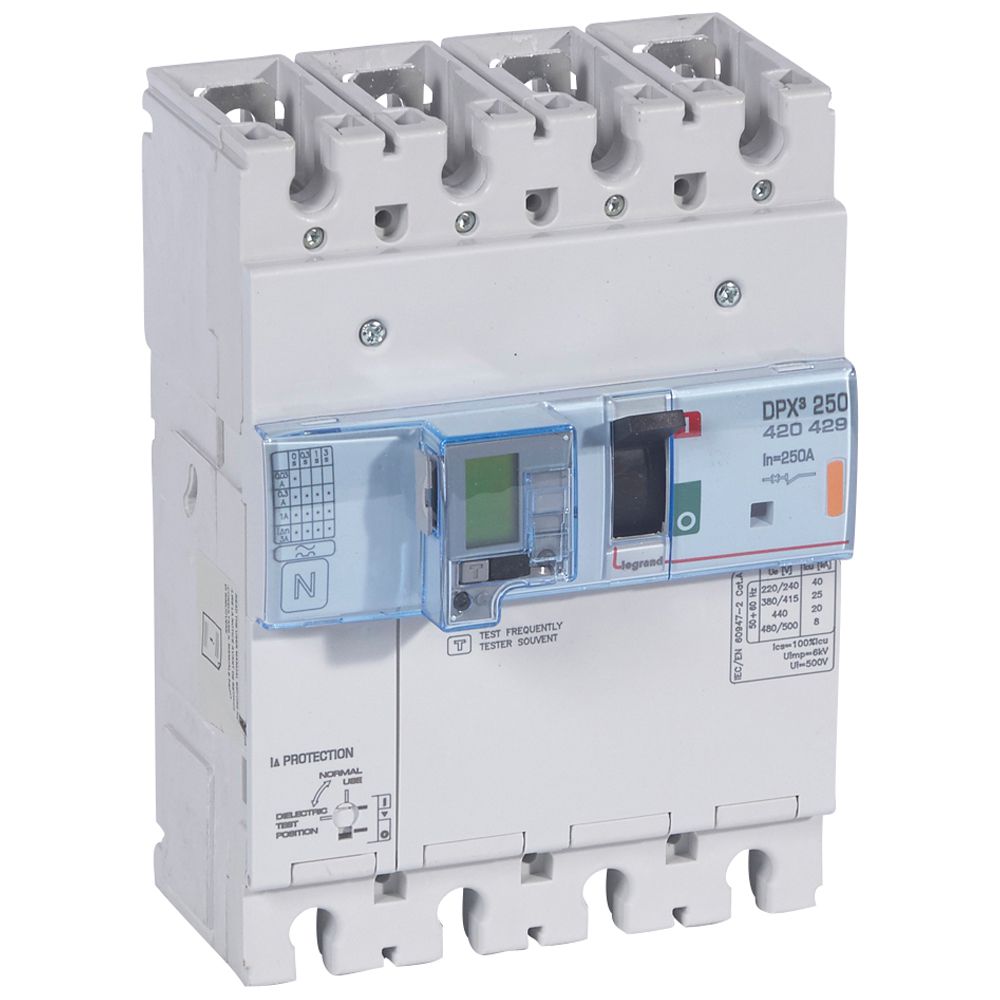 WYŁĄCZNIK MOCY 250A 4-POLOWY 25KA Z ZABEZPIECZENIEM RÓŻNICOWYM DPX3 250 EL+P - 420429 - LEGRAND