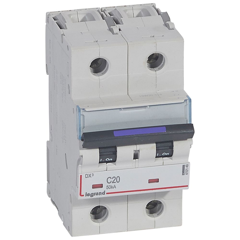 WYŁĄCZNIK NADPRĄDOWY C 20A 2-POLOWY 50KA DX3 S322 - 410149 - LEGRAND