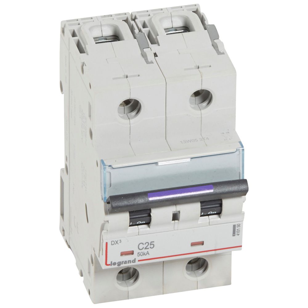 WYŁĄCZNIK NADPRĄDOWY C 25A 2-POLOWY 50KA DX3 S322 - 410150 - LEGRAND