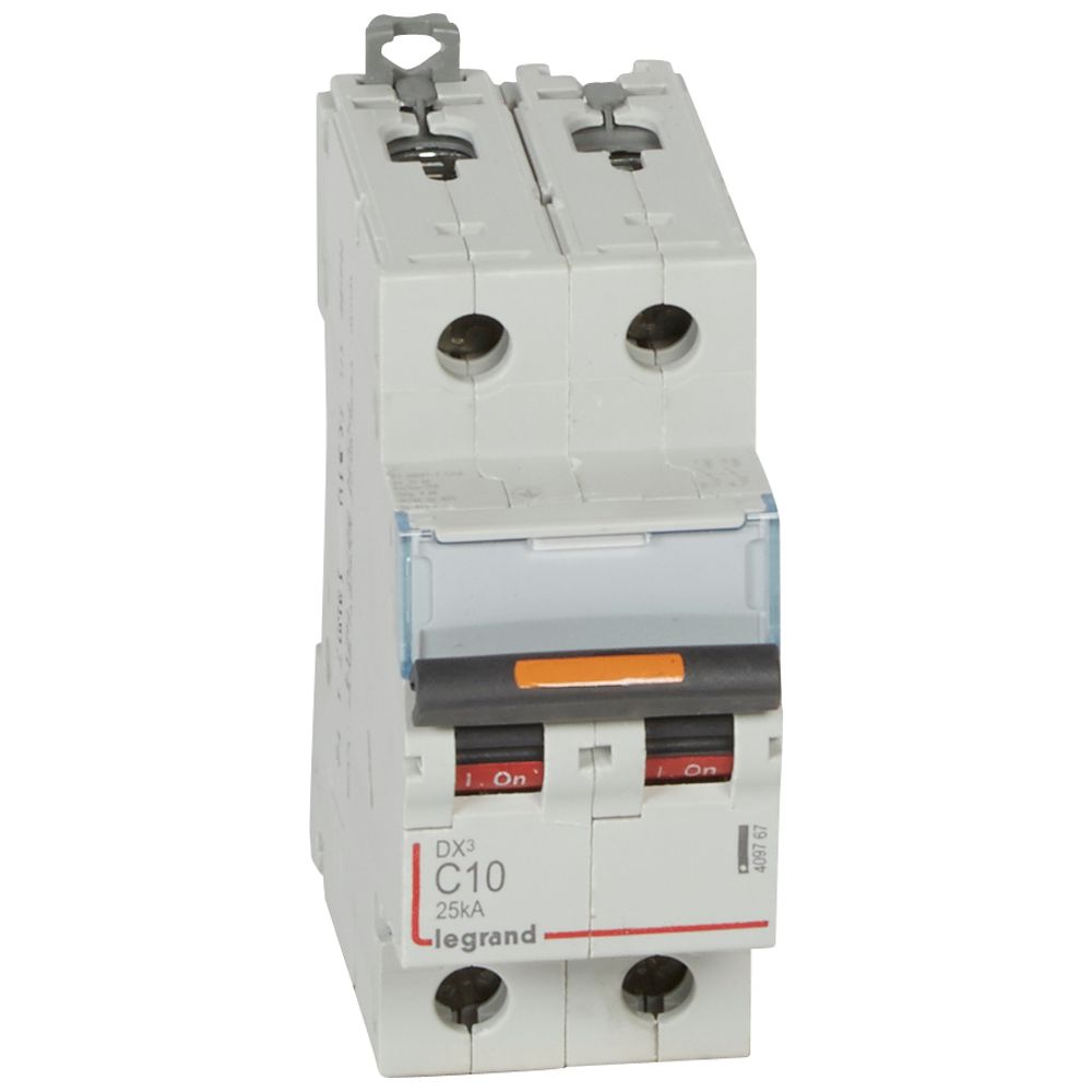 WYŁĄCZNIK NADPRĄDOWY C 10A 2-POLOWY 25KA DX3 S322 - 409767 - LEGRAND