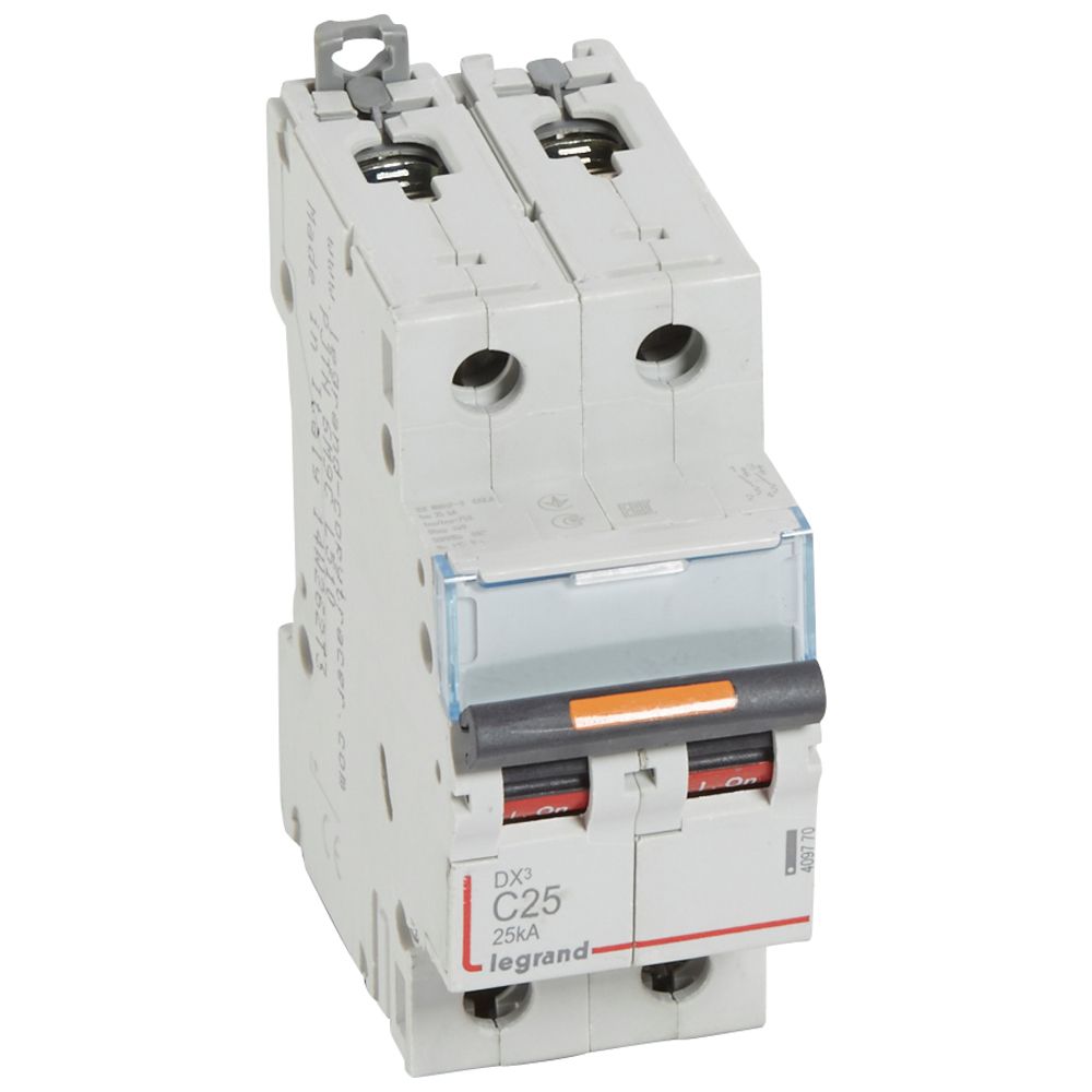 WYŁĄCZNIK NADPRĄDOWY C 25A 2-POLOWY 25KA DX3 S322 - 409770 - LEGRAND