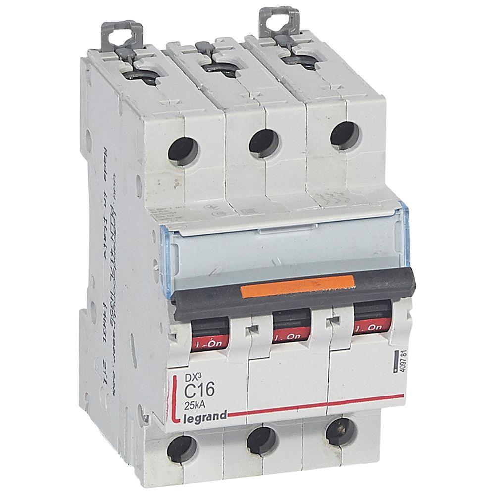 WYŁĄCZNIK NADPRĄDOWY C 16A 3-POLOWY 25KA DX3 S323 - 409781 - LEGRAND