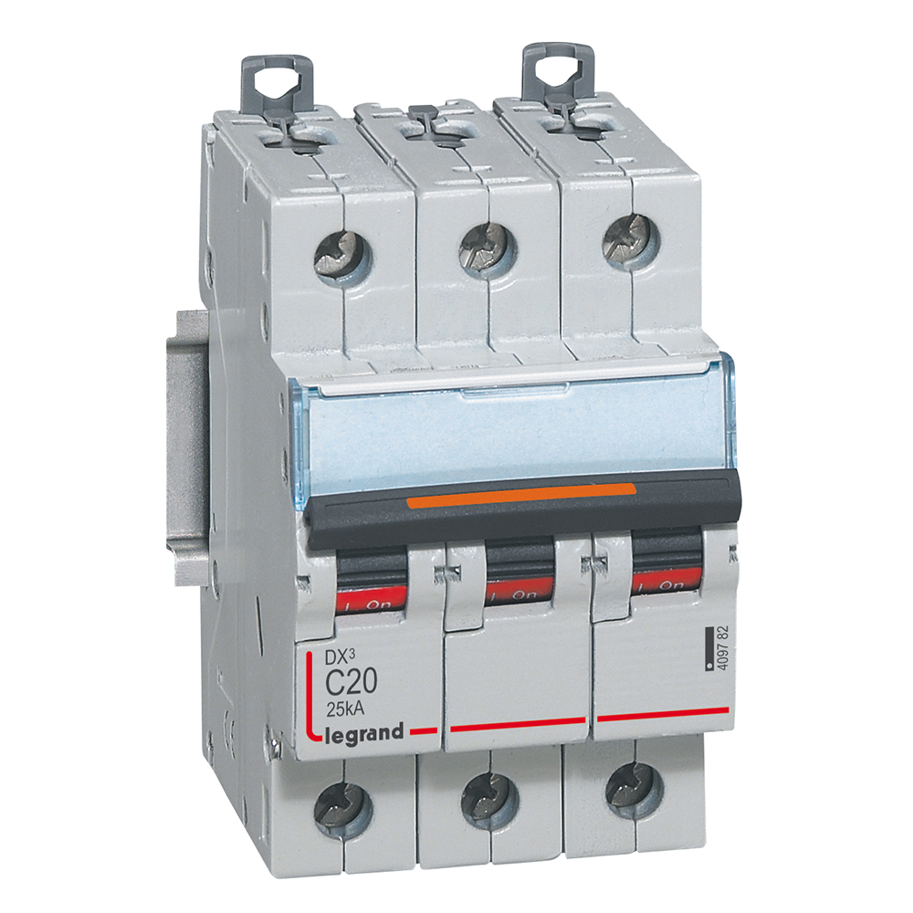 WYŁĄCZNIK NADPRĄDOWY C 20A 3-POLOWY 25KA DX3 S323 - 409782 - LEGRAND