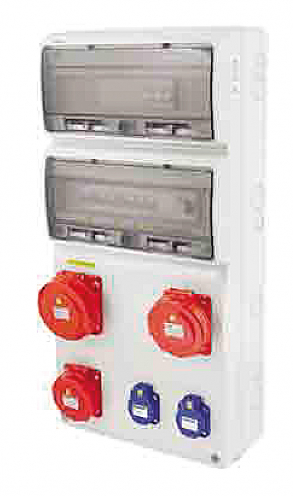ROZDZIELNIA RS2/32 MODUŁY 2X GNIAZDO POJEDYŃCZE Z UZIEMIENIEM, GNIAZDO SIŁOWE 16A, 2X3P+N+Z+32A RAL 7035 SZARY - 6256-00 - ELEKTRO-PLAST NASIELSK