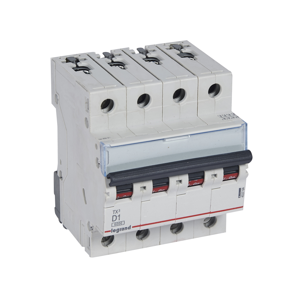WYŁĄCZNIK NADPRĄDOWY D 1A 4 POLOWY CHARAKTERYSTYKA D SERII TX3 S304 - 403764 - LEGRAND
