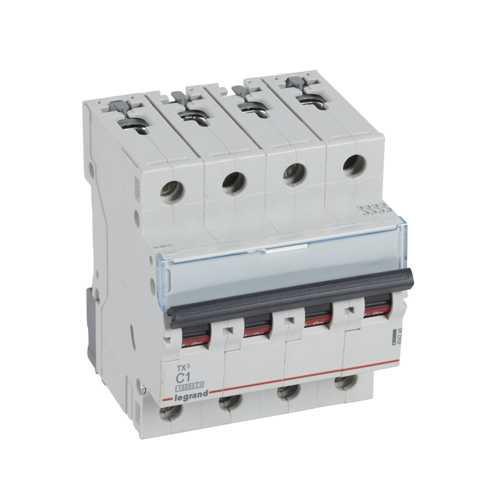 WYŁĄCZNIK NADPRĄDOWY C 1A 4 POLOWY CHARAKTERYSTYKA C SERII TX3 S314 - 404248 - LEGRAND