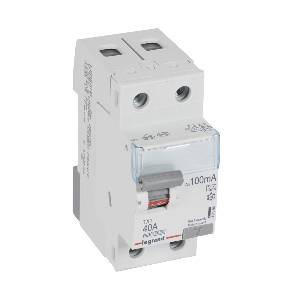 WYŁĄCZNIK RÓŻNICOWY 40A 2 POLOWY 100MA TYP A SERII TX3 P 302 - 411565 - LEGRAND