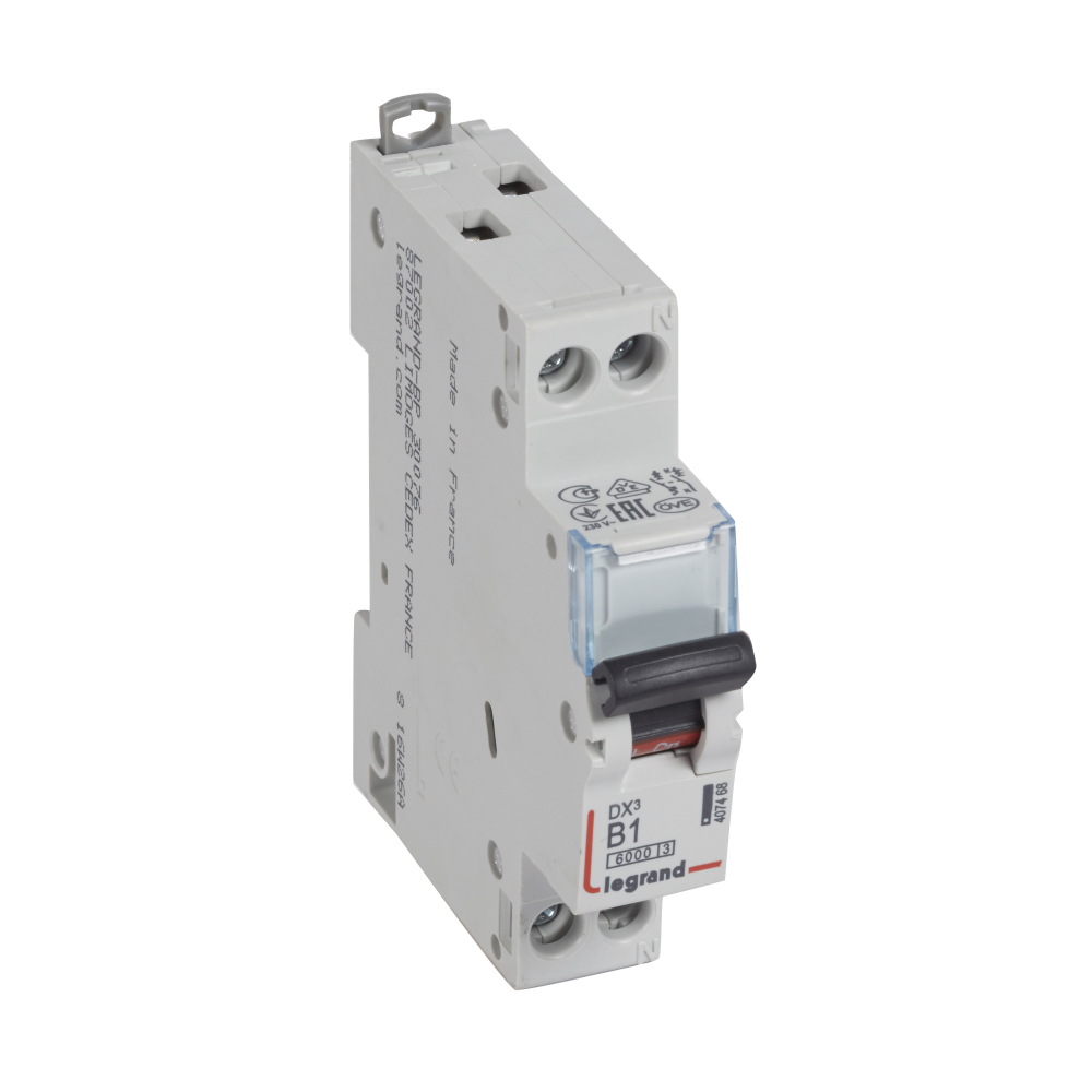 WYŁĄCZNIK NADPRĄDOWY B 1A 1-POLOWY Z TOREM NEUTRALNYM SERII DX3 S 301N - 407468 - LEGRAND