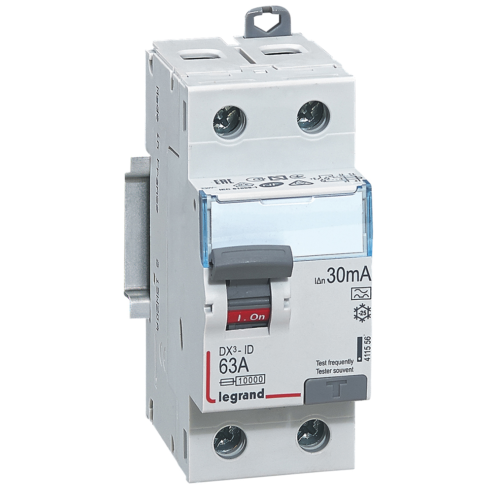 WYŁĄCZNIK RÓŻNICOWY 63A 30MA 2-POLOWY TYP A SERII DX3 P302 - 411556 - LEGRAND