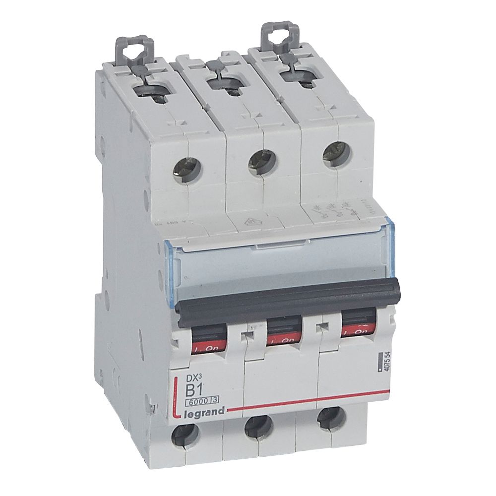 WYŁĄCZNIK NADPRĄDOWY B 1A 3-POLOWY CHARAKTERYSTYKA B SERII DX3 S303 - 407554 - LEGRAND