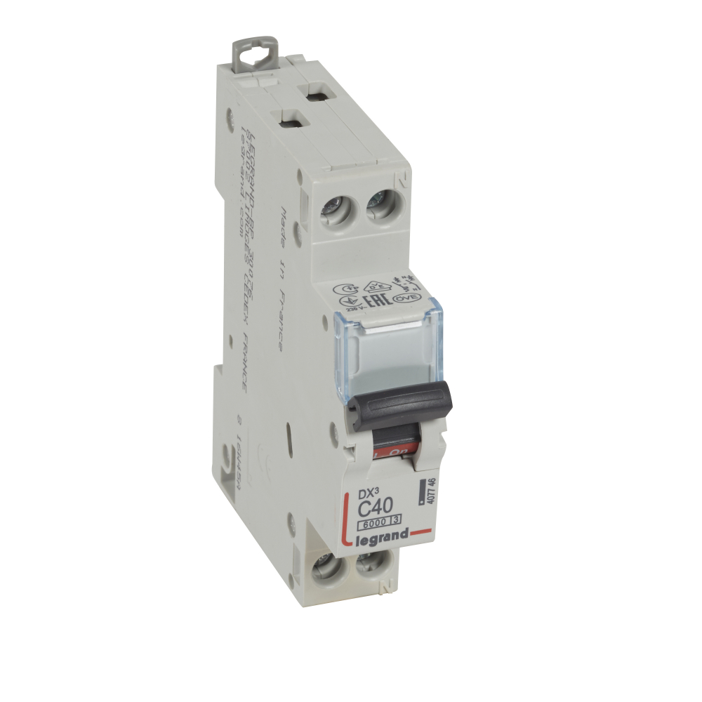 WYŁĄCZNIK NADPRĄDOWY C 40A 1-POLOWY Z TOREM NEUTRALNYM CHARAKTERYSTYKA C SERII DX3 S 301N - 407746 - LEGRAND