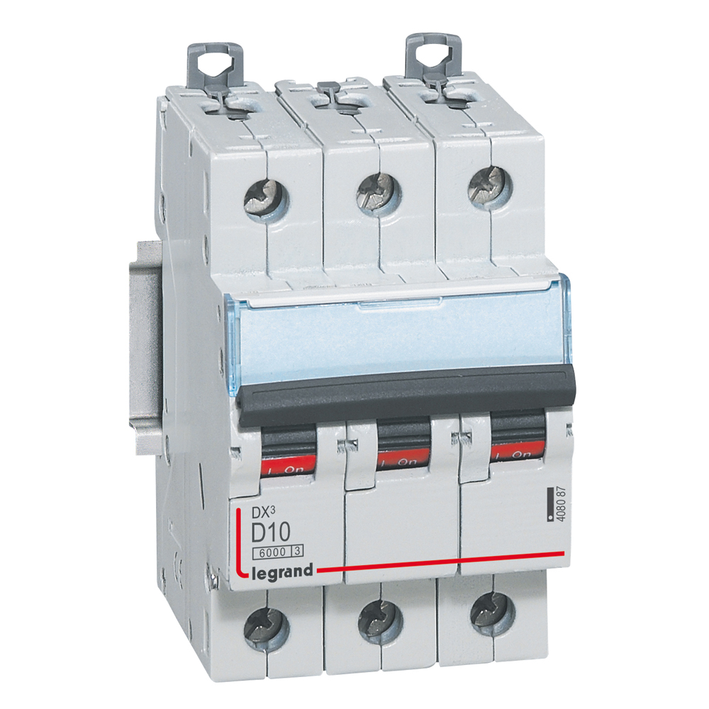 WYŁĄCZNIK NADPRĄDOWY D 10A 3 POLOWY CHARAKTERYSTYKA D SERII DX3 S 303 - 408087 - LEGRAND