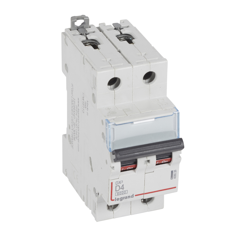 WYŁĄCZNIK NADPRĄDOWY D 4A 2 POLOWY CHARAKTERYSTYKA D SERII DX3 S 302 - 408026 - LEGRAND