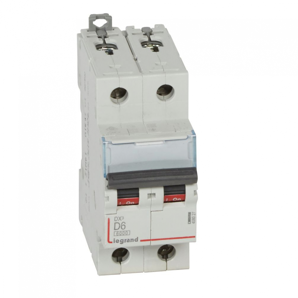 WYŁĄCZNIK NADPRĄDOWY D 6A 2 POLOWY CHARAKTERYSTYKA D SERII DX3 S 302 - 408027 - LEGRAND