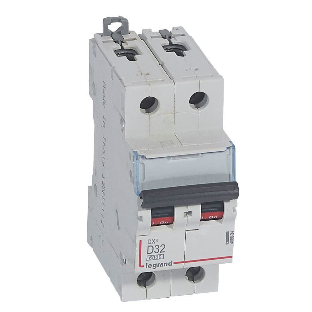 WYŁĄCZNIK NADPRĄDOWY D 32A 2 POLOWY CHARAKTERYSTYKA D SERII DX3 S 302 - 408034 - LEGRAND