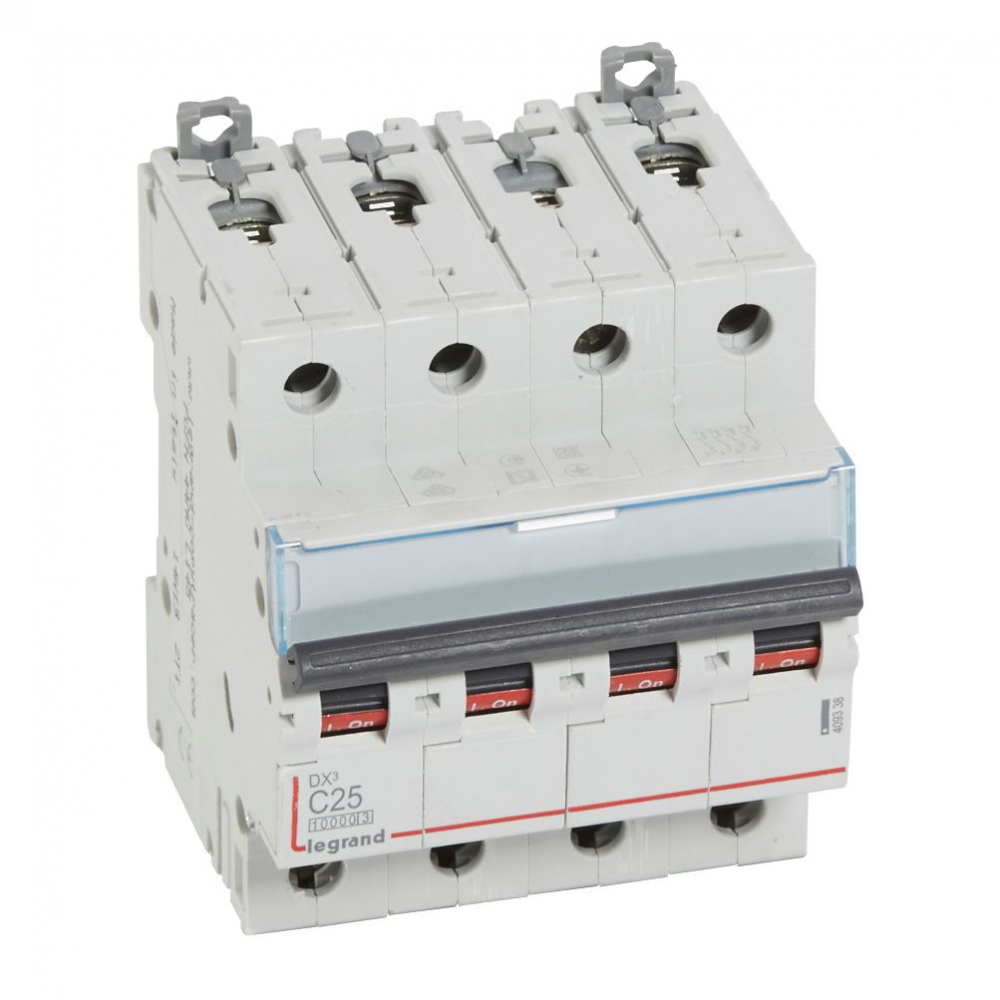 WYŁĄCZNIK NADPRĄDOWY C 25A 4 POLOWY CHARAKTERYSTYKA C SERII DX3 S314 - 409338 - LEGRAND