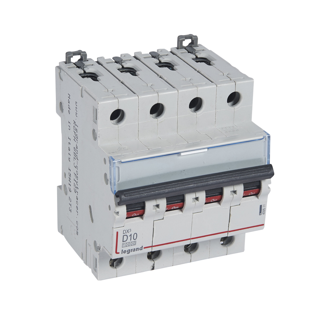 WYŁĄCZNIK NADPRĄDOWY D 10A 4 POLOWY CHARAKTERYSTYKA D SERII DX3 S314 - 409531 - LEGRAND