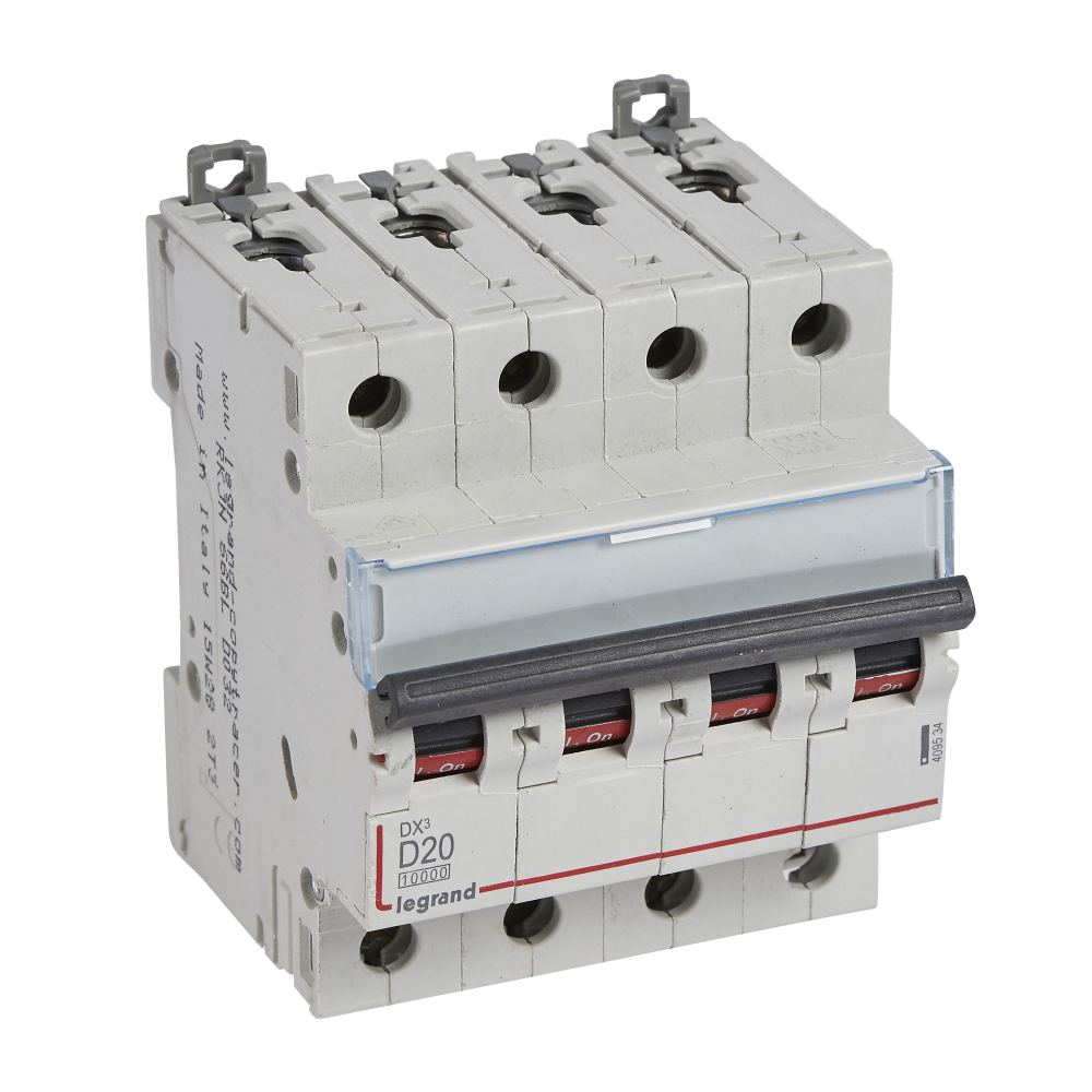 WYŁĄCZNIK NADPRĄDOWY D 20A 4 POLOWY CHARAKTERYSTYKA D SERII DX3 S314 - 409534 - LEGRAND