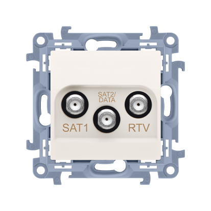 GNIAZDO ANTENOWE SATELITARNE PODWÓJNE SAT-SAT-RTV (MODUŁ), 1X WEJŚCIE: 5 MHZ-2,4 GHZ; KREM - CASK2F.01/41 - KONTAKT SIMON