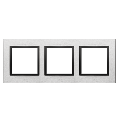 RAMKA 3-KROTNA NATURE-METAL, INOX NERO, IP20/IP44* (*IP44-NALEŻY ZASTOSOWAĆ ZESTAW USZCZELEK DUN3) - DRN3/82 - KONTAKT SIMON