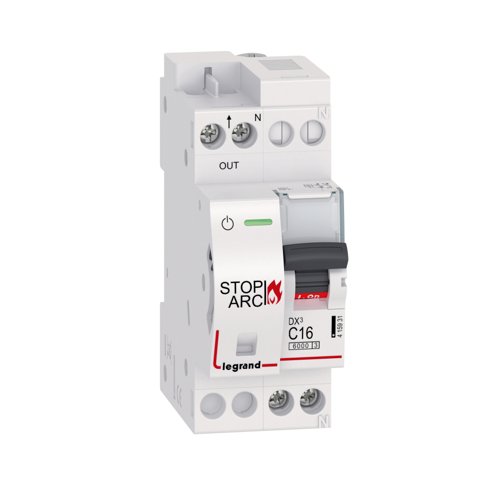 DETEKTOR ZWARĆ ŁUKOWYCH DX3 STOP ARC ZINTEGROWANY Z WYŁĄCZNIKIEM NADPRĄDOWYM 1P+N 6000A C16 - 415931 - LEGRAND