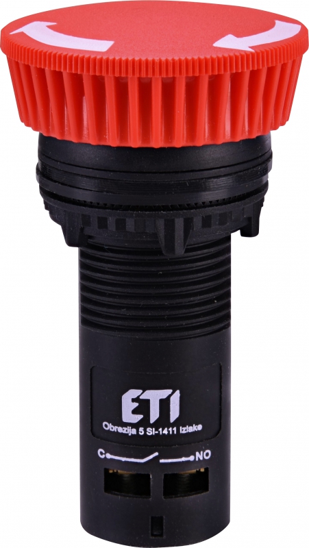 PRZYCISK KOMPAKTOWY Z GUZIKIEM-GRZYBEK, ODRYGLOWYWANY PRZEZ OBRÓT, 1NO, CZERWONY ECM-T10-R - 004771482 - ETI