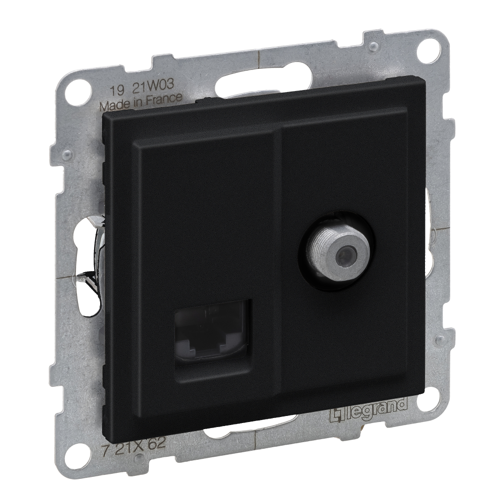 GNIAZDO TV TYP "F" 1.5 DB + RJ45 KAT 6 UTP CZARNY SUNO - 721462 - LEGRAND