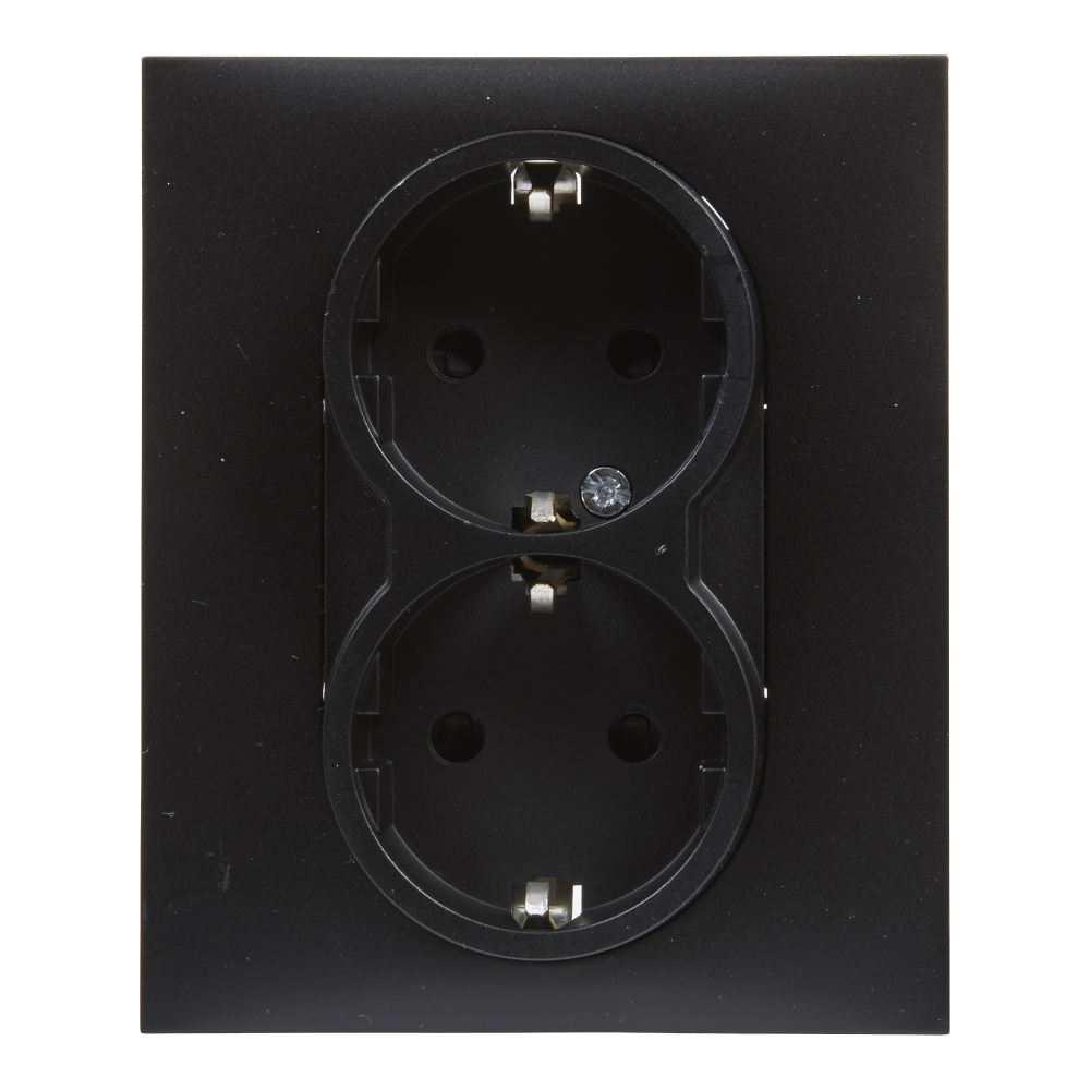 GNIAZDO SCHUKO 2X2P+Z Z PRZESŁONĄ - ZACISKI AUTOMATYCZNE (MONOBLOK) CZARNY SUNO - 721426 - LEGRAND