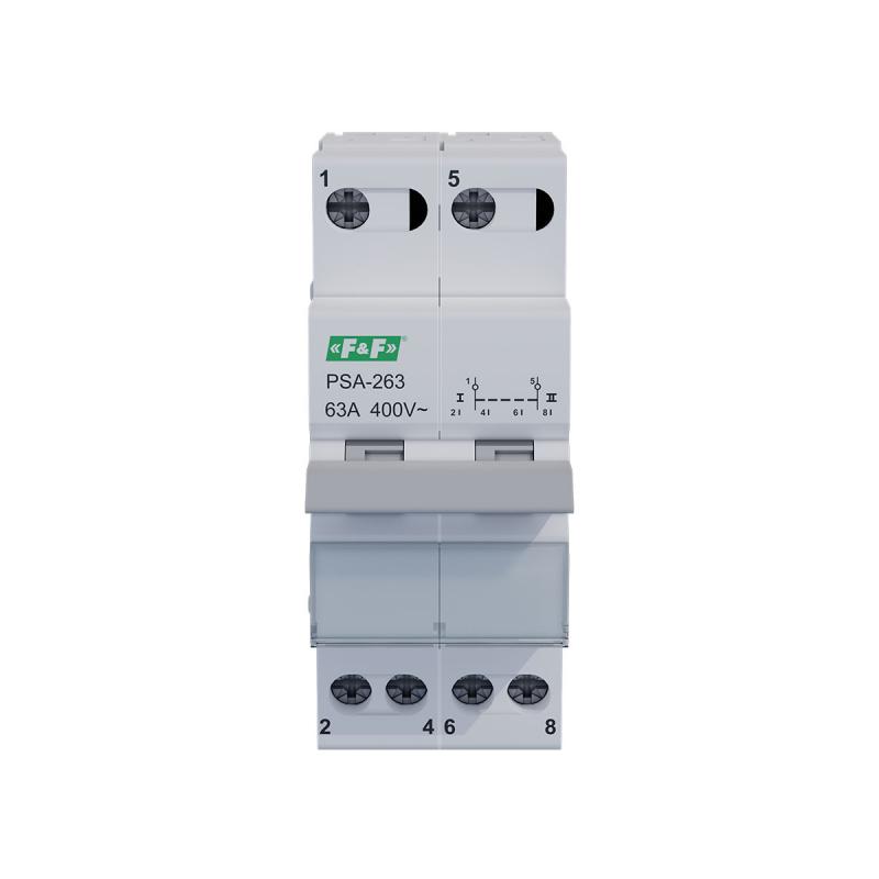 2-biegunowy, przełącznik instalacyjny sieć-agregat 63A - PSA-263 - F&F