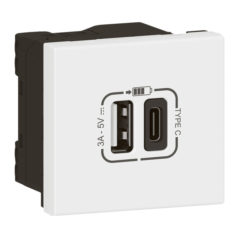GNIAZDO USB TYP A + TYP C Z SZYBKOZŁĄCZEM MOSAIC - 077570L - LEGRAND